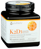 Youtheory, K2 D3 Essential Daily Vitamins 60 Vegetarian Capsules, 1 Each, 60 Ct - Vita-Shoppe.com